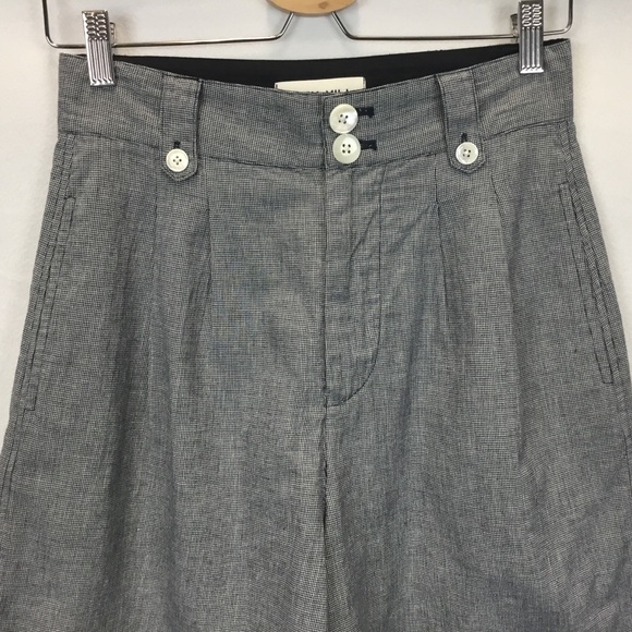 Alex Mill Drill Pleated Shorts Houndstooth Linen Blend High Waisted Size 4 - Picture 3 of 11